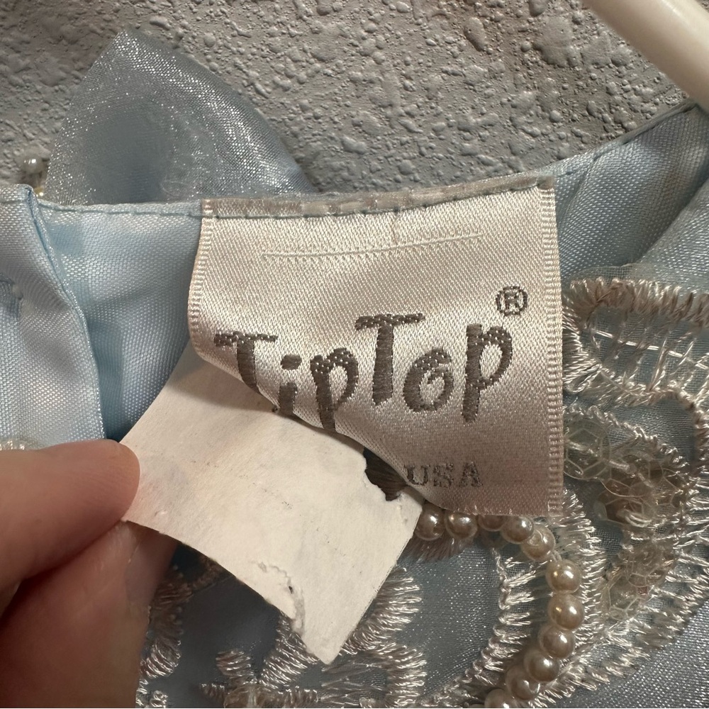 Tip Top Blue Beaded Lace Vintage Pageant Party Dress Size 4 or 5 - Picture 6 of 9